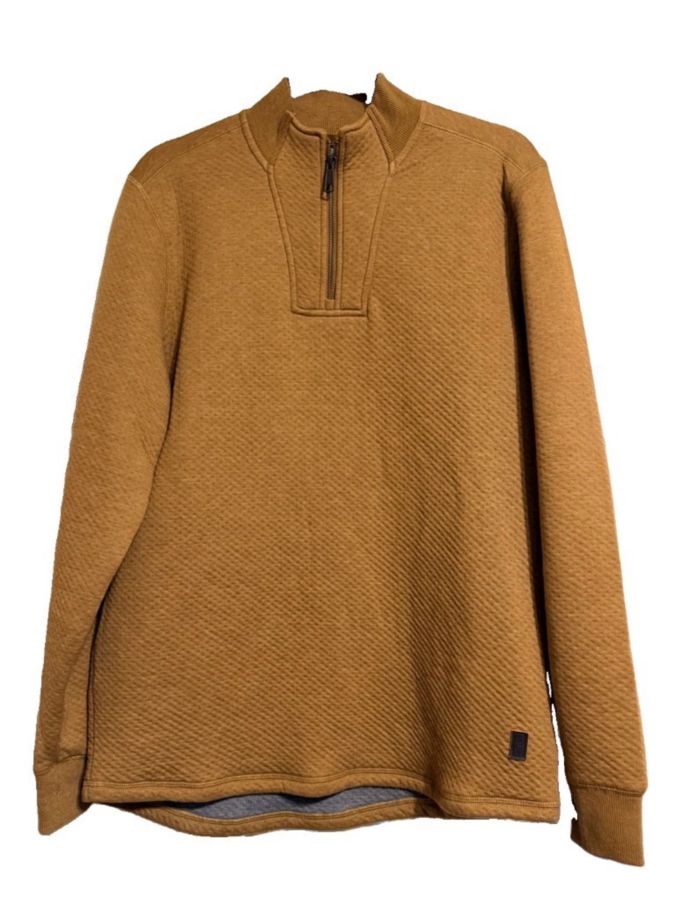 Brothers And Sons Men’s Solid Quilt Weathered Mock 1/4 Zip Pullover Brown Sz M